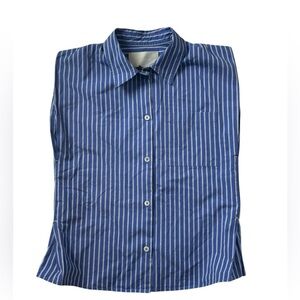 Bellerose cotton structured button up sleeve blouse blue striped 34 / XS